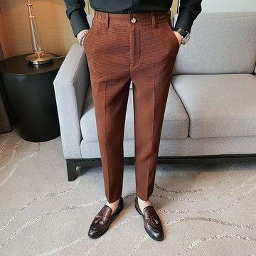 春季新款時尚潮牌緊身商務垂褲子男 休閒窄管長褲子男