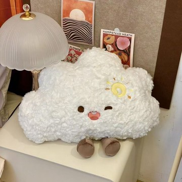 ✅【心情雲朵女孩抱枕】 毛絨生日禮物睡偶 牀頭睡覺靠枕玩具 可愛治愈設計 暖心陪伴神器 台灣出貨 1224