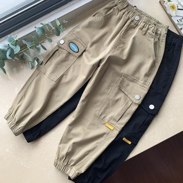 早秋~男童長褲工裝褲純棉外貿童裝春秋兒童褲子薄款中大童休閑褲X