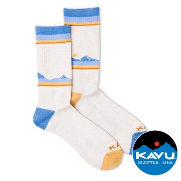 【KAVU】緹花中筒襪『日出曙光』 露營.戶外.登山.羊毛襪.保暖襪.彈性襪.紳士襪.休閒襪.長筒襪.襪子 K1068