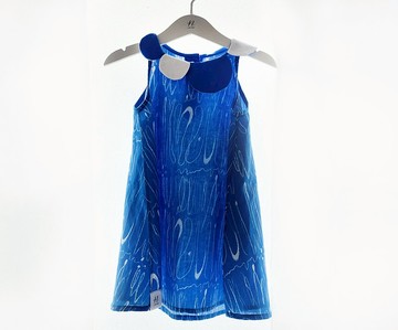 花領傘狀洋裝 ||  童裝 / 純棉麻 / 手繪圖案設計 / 限量手作