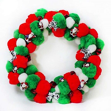 摩達客 絨毛球聖誕花圈(紅白綠三色系)(免組裝) 本島免運費 YS-VW024002