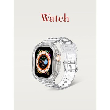 適用AppleWatchUltra2代s9表帶液態表殼49mm硅膠一體個性蘋果iWatch8手表保護殼全包運動腕帶潮牌男女7高級感