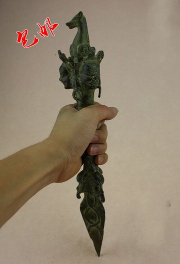 古玩雜項復古仿古風水銅器狼頭金剛杵法器擺件降魔杵鎮宅化煞辟邪