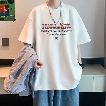 夏季新款 字母印花短T 韓系休閒 百搭寬鬆 短袖印花t 五分袖 短袖男 男t 男生T恤 （XB1301）【壹號站】