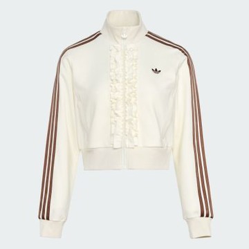 Adidas 愛迪達 Track Top KU9388 女 立領外套 運動外套 休閒穿搭 白 亞版 荷葉邊