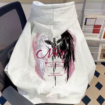 男童潮酷痞帥翅膀印花純棉連帽衛衣2025秋冬新款中大童加絨帽衫潮