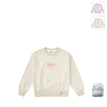 【FILA】KIDS 女童款 吸濕排汗 長袖上衣-米白 5TEX-8327-IV