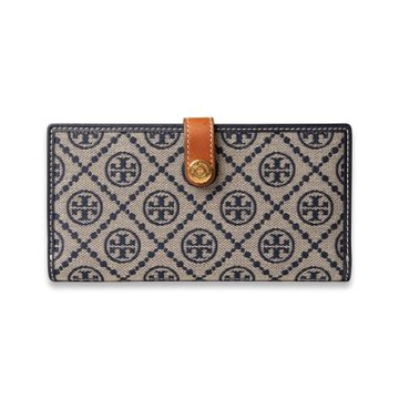 【TORY BURCH】T MONOGRAM 老花扣式長夾(深藍)