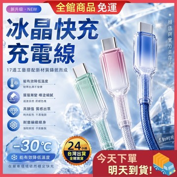 【今天買 明天到貨】冰晶120W快充線 PD快充線 Type-C充電線 充電線 數據線 傳輸線 快充線 編織充電線 充電