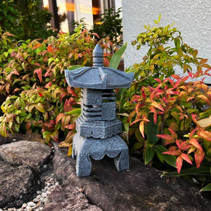 石 灯篭 DENKO HOME 灯篭 石灯篭 光る ソーラー 石 とうろう 和風 灯籠