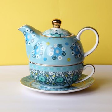 北歐輕奢摩洛哥描金子母壺陶瓷茶壺杯碟 一人食下午茶咖啡花茶壺
