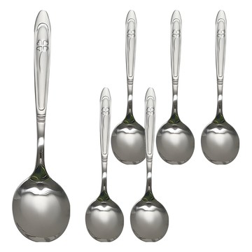 MIKA HOUSE 橘之屋 幸運草大圓匙 #430不鏽鋼 18.3 x 4.7cm  大圓匙  銀色  6支