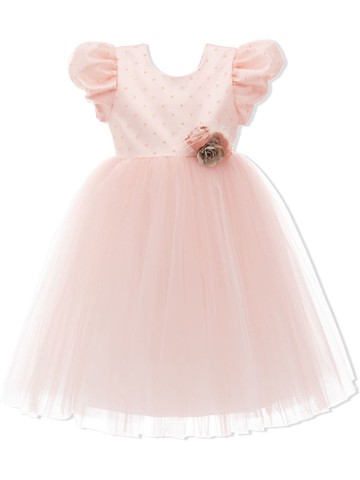 Tulleen - floral-appliqué tulle dress - kids - Cotton/Polyester - 24 mth - Pink
