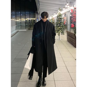 韓凡秋冬季中長款高級感毛呢大衣