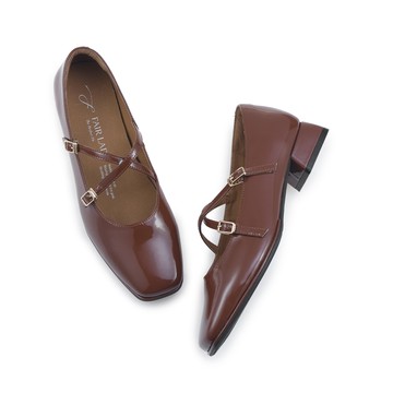 小時光 文藝交叉繞帶低跟瑪莉珍鞋 摩卡 (6B3087)