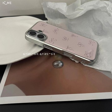小眾蝴蝶結適用蘋果17ProMax1615滴膠手機殼韓iPhone11121314電鍍