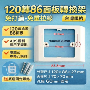 訊億✨開關改裝神器 120轉86面板轉換架 台灣規格橫式開關固定架 轉接框 RF433底盒轉換座 舊屋翻修