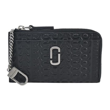 MARC JACOBS THE J MARC字母壓花拉鍊零錢包-黑_廠商直送