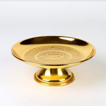 佛具鎏金供盤蓮花水果盤佛堂家用觀音財神仙家干果碟托盤貢碟擺件