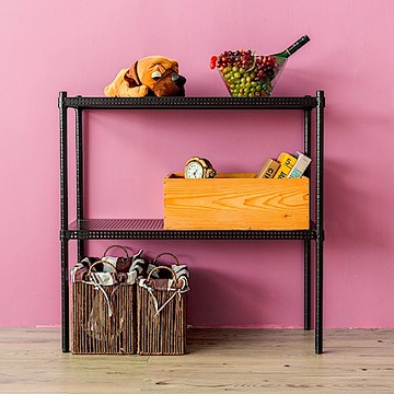 dayneeds 沖孔 90x35x90cm 二層收納架(烤漆黑) 層架/置物架/儲藏架