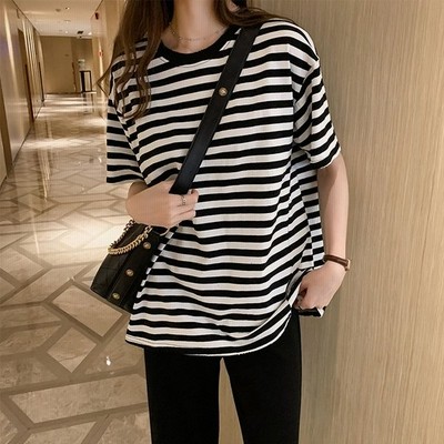 Tシャツ レディース きれいめ 40代 春夏 上品 半袖tシャツ ブラウス ボーダー柄 トップス白 オシャレ 韓国風 ゆったりカットソー 大きいサイズ Tシャツ 通販 Lineポイント最大get Lineショッピング