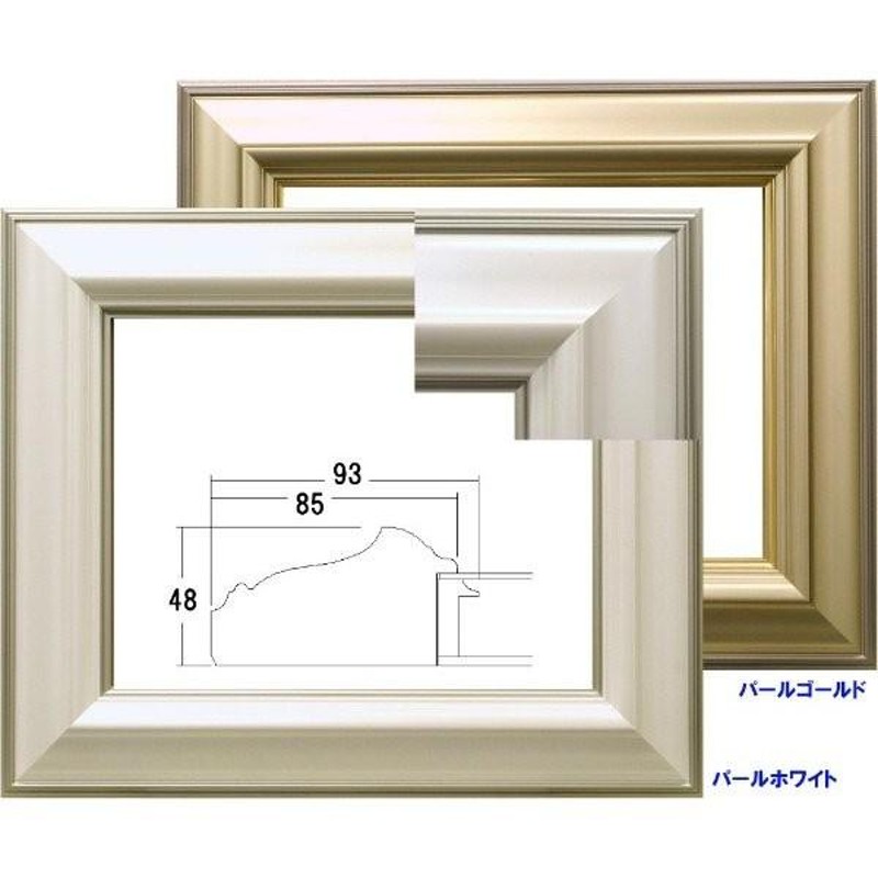 額縁　油絵/油彩額縁 樹脂製フレーム UVカットアクリル付 3479 サイズ F6号 パールホワイト