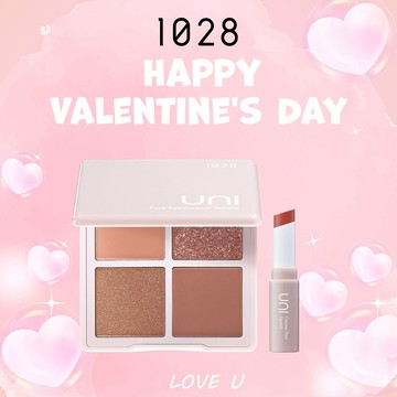 ［快速出貨］【1028】請收下我的愛！我不能沒UNI🫶🏻 情人首選 UNI 氧氣系純淨四色眼彩盤+UNI 極嫩光奶霜唇膏