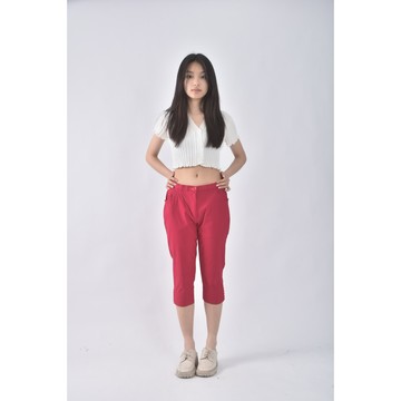 (XL) 高腰七分粉色長褲二手衣