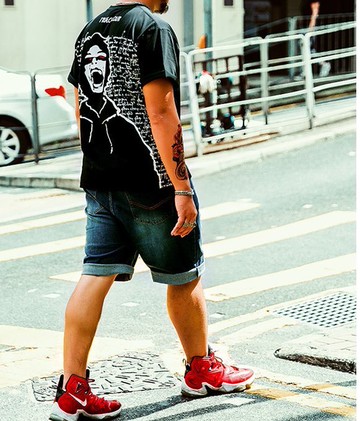 FINDSENSE H1 2018 夏季 新款 潮胖子 個性 頭像印花 加肥 加大碼T恤寬鬆短袖 時尚休閒上衣 潮男