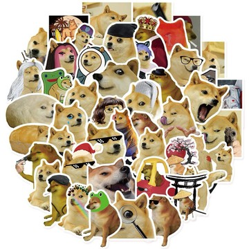 【台灣現貨】50張搞笑柴犬防水貼紙 柴犬貼紙 惡搞迷因 Doge表情包 筆電手機殼 水杯行李箱 吉他裝飾貼畫