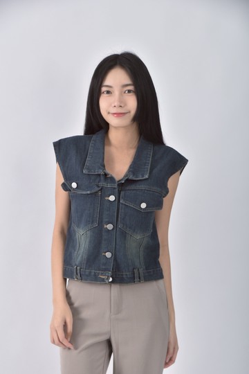 (M) m h fashion丹寧牛仔背心藍色外套