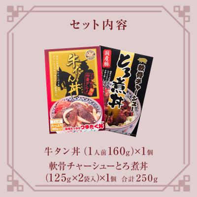 ふるさと納税 石巻市 牛タン丼と軟骨チャーシューとろ煮丼  各1個セット