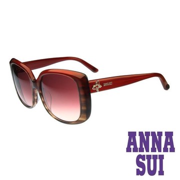 Anna Sui 日本安娜蘇 復古時尚大理石紋半透框面造型太陽眼鏡 (紅) AS849-204