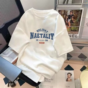 ⚡【M-5xl】平價促銷 夏季短袖t恤 潮牌印花T恤 寬鬆 加大碼學院風短袖T恤 oversized 男士T恤