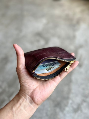 植鞣革票卡包 紅酒鱷魚 I 零錢包 卡片包 拉鍊包 印章包