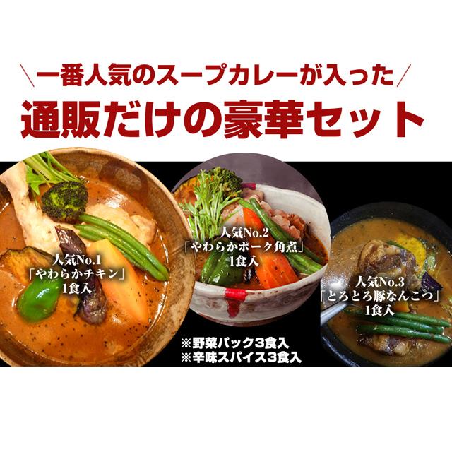 スープカレー　送料無料　剛家の南国スープカレー人気ランキング3食入×2セット　計6食　野菜付　　メーカー直送　同梱不可代引不可