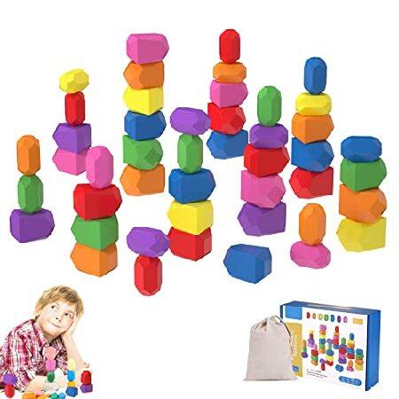 52 Pcs Wooden Stacking Building Blocks Educational Preschool