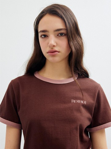 Ringer Logo Short-Sleeve T-shirt [BROWN]