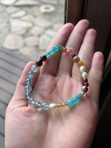 I 海灘 I 天然海藍寶手珠 水晶手鍊