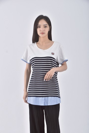 (M) bobson假兩件藍色短袖上衣