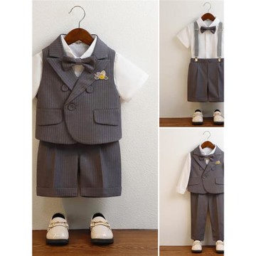 男童西裝套裝春秋帥氣英倫男寶寶周歲生日西服花童禮服兒童演出服