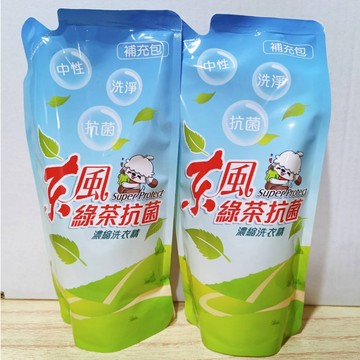 (10%蝦幣回饋/免運) 東森 東風綠茶抗菌濃縮洗衣精 (300g/包) (補充包)300g 濃縮洗衣精補充包2000g