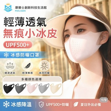 UPF500防曬冰絲口罩女高顔值護眼角遮陽防紫外綫抗菌玻尿痠口罩夏
