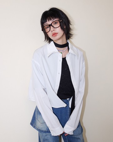 A｜涼感天絲造型調節短版襯衫(兩色)