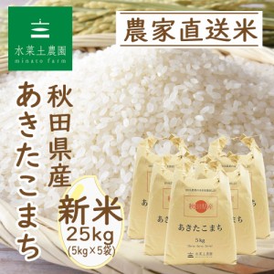 新米 令和5年産 米 お米 秋田県産 あきたこまち 精米 25kg (5kg×5袋)