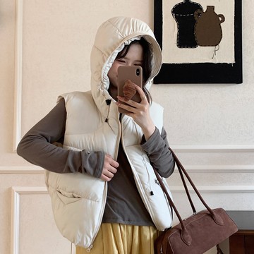 【MsMore】韓版寬鬆百搭羽絨棉背心短款外套# 125652