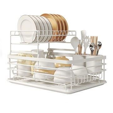 分離式餐具瀝水收納架 雙層  1個  白色