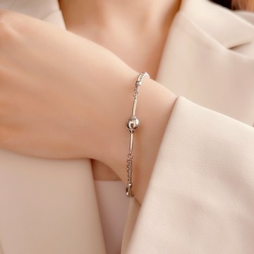 [全純銀.手鍊] Balance 雙層手鏈 (銀色)【UME】洗手可戴 洗澡可戴 S925純銀手鍊/純銀手鏈