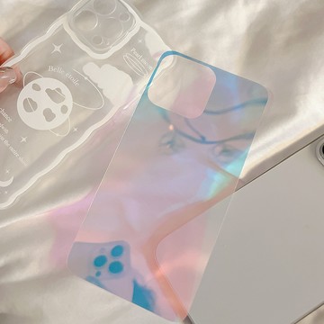 台灣出貨❤炫酷透明鐳射卡片適用iphone手機殼發光卡片蘋果16透14新款鐳射片